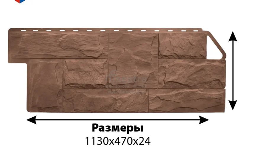 Фасадная панель (гранит) ЭКО Альта-Профиль 1130х470х23мм 0.46м2 Коричневый